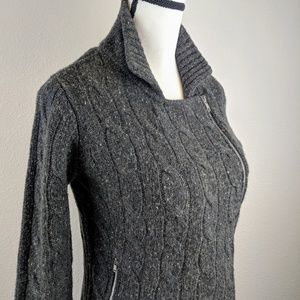 Autumn Cashmere Asymmetrical Zip Gray Knit Sweater